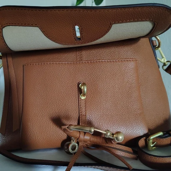 See By Chloe | Joan Small Suede/Leather Brown Crossbody Bag - Picture 2 of 6